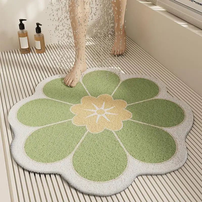 Round Flower Bathroom Mat Quick Drying