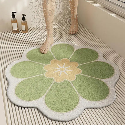 Round Flower Bathroom Mat Quick Drying