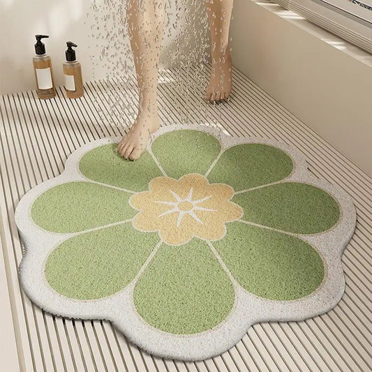 Round Flower Bathroom Mat Quick Drying