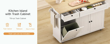 60" Mobile Kitchen Island Rolling Trolley. Kitchen Island Table Drop Leaf Home Carts with Power Outlet Spice Towel Rack Trash