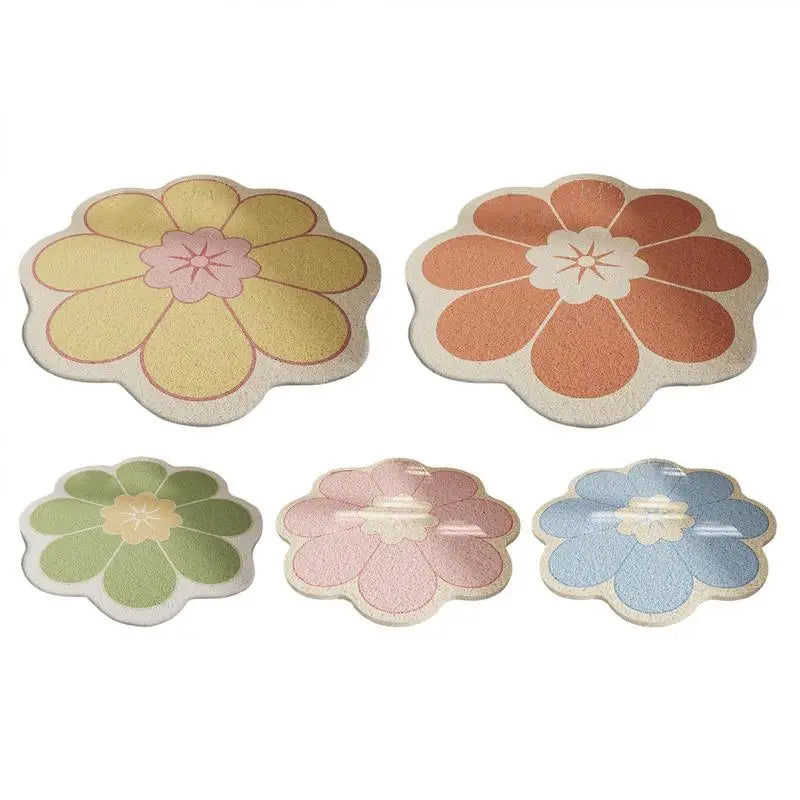 Round Flower Bathroom Mat Quick Drying