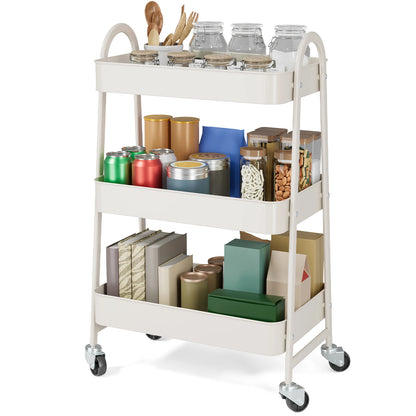 3-Tier Storage Kitchen Cart with Lockable Wheels