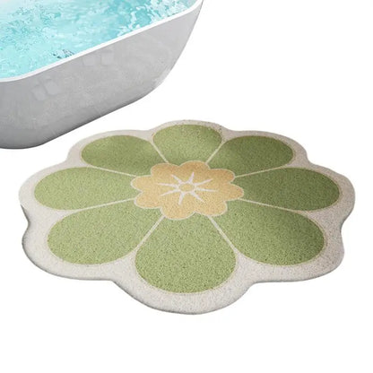Round Flower Bathroom Mat Quick Drying