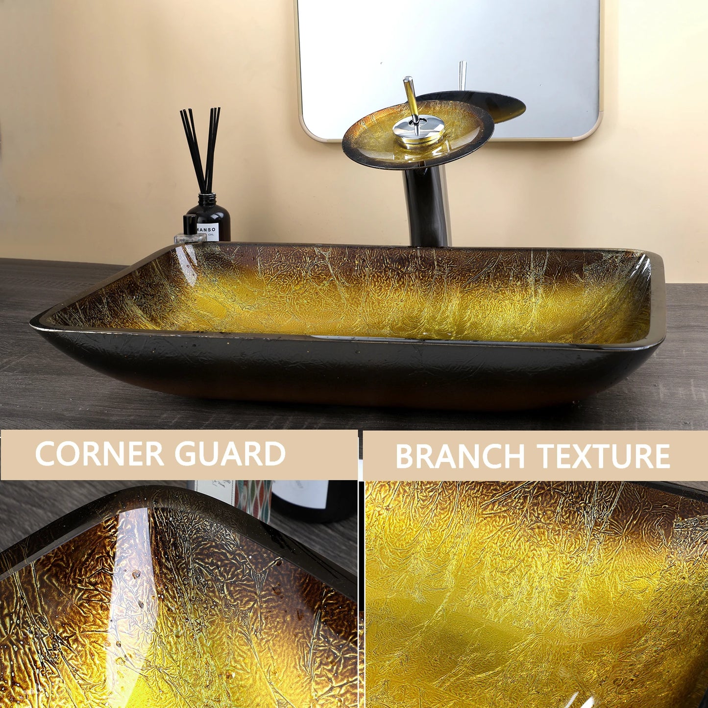 Tempered Glass Washbasin Faucet Set