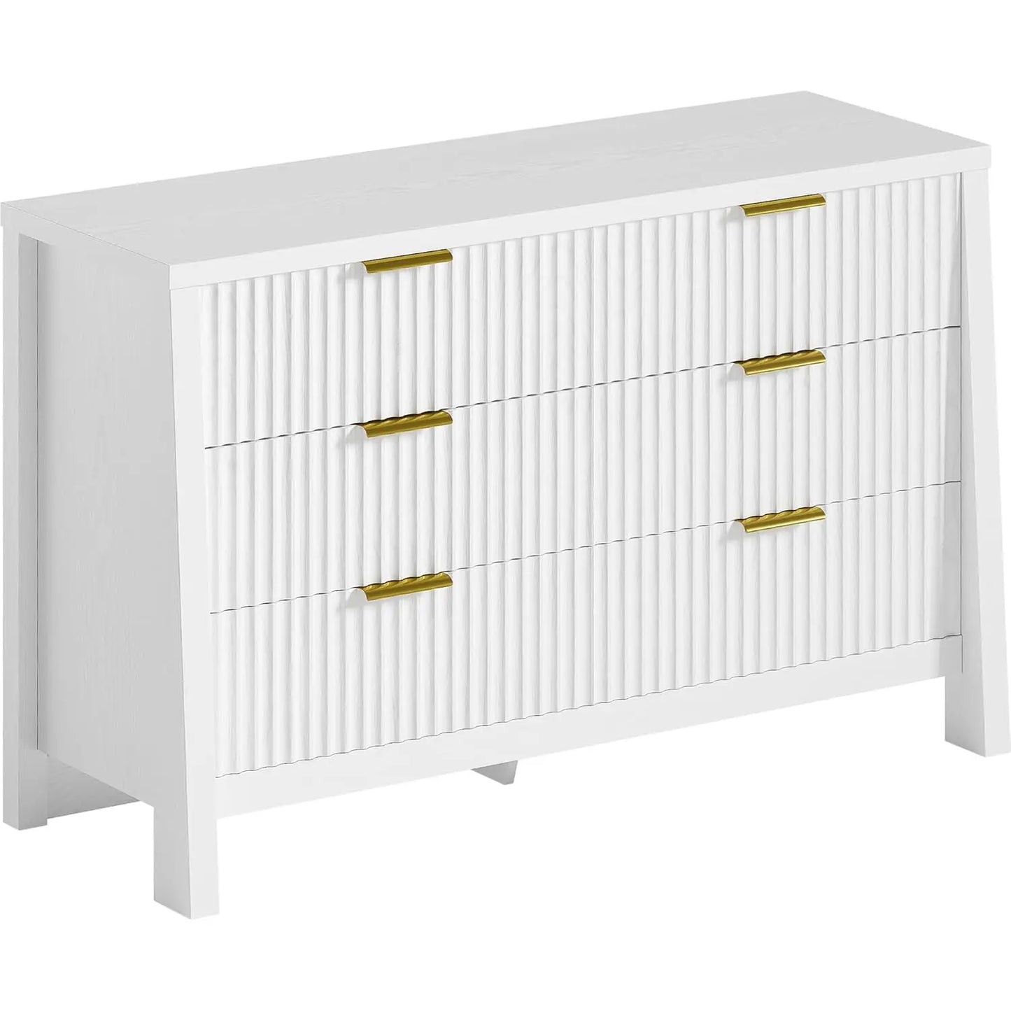 Wide 6 Drawer Fluted Dresser