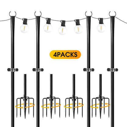 10Ft Adjustable String Light Poles with Fork