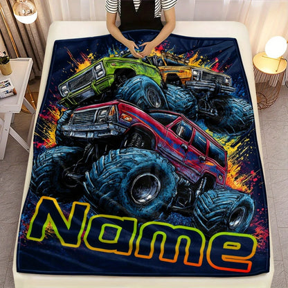 Personalized Monster Truck Name Blanket