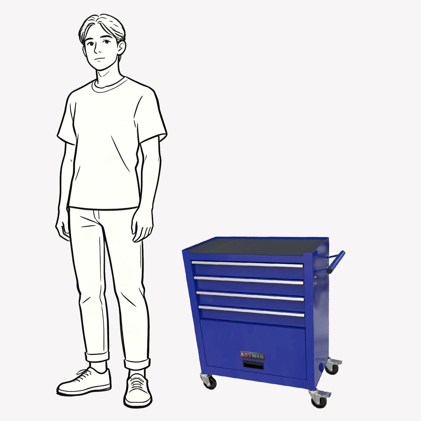 24.4" Four Drawer Rolling Tool Box