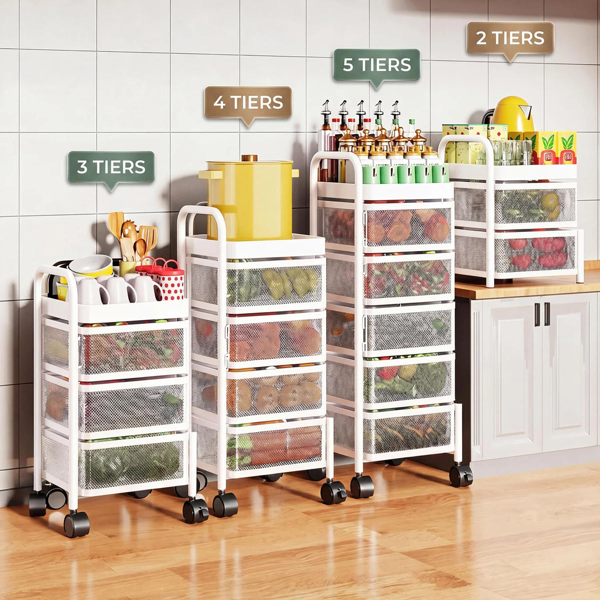 4/5-Tier Thickened Carbon Steel Rotating Storage Cart
