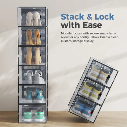 12/15 Pack Plastic Stackable Shoe Organizer