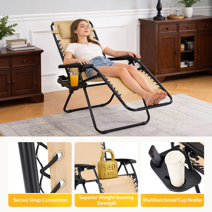 Set of 2 Portable Zero Gravity Recliner Chairs