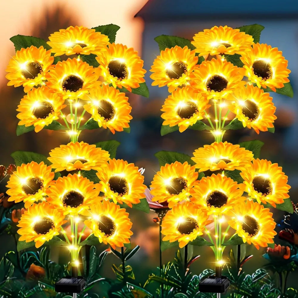 24 Sunflower Solar Lights, Waterproof Outdoor Decor