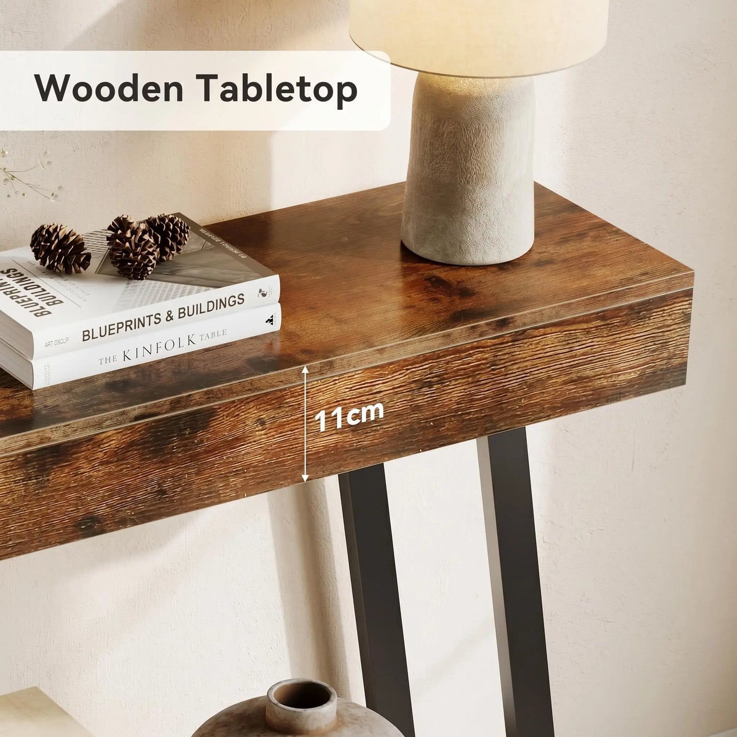 2-Tier Console Table with Metal Frame