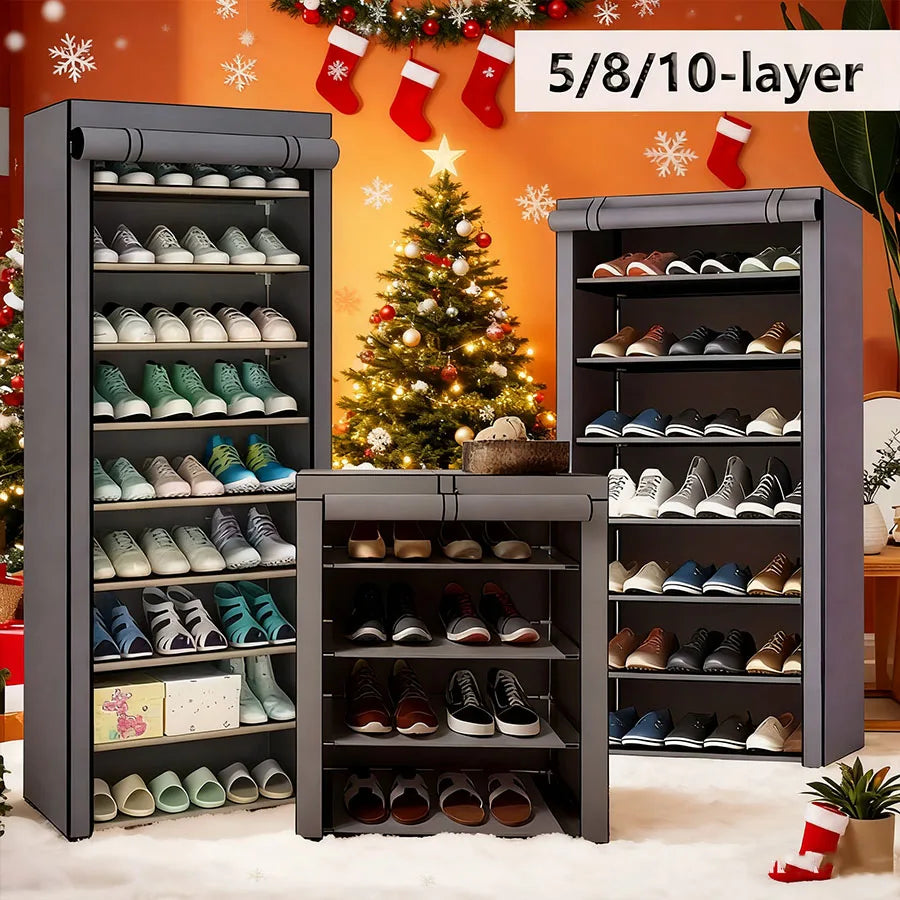 Shoe cabinet storage rack with non-woven fabric