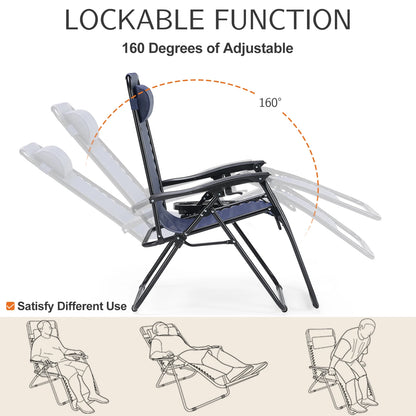 Set of 2 Portable Zero Gravity Recliner Chairs