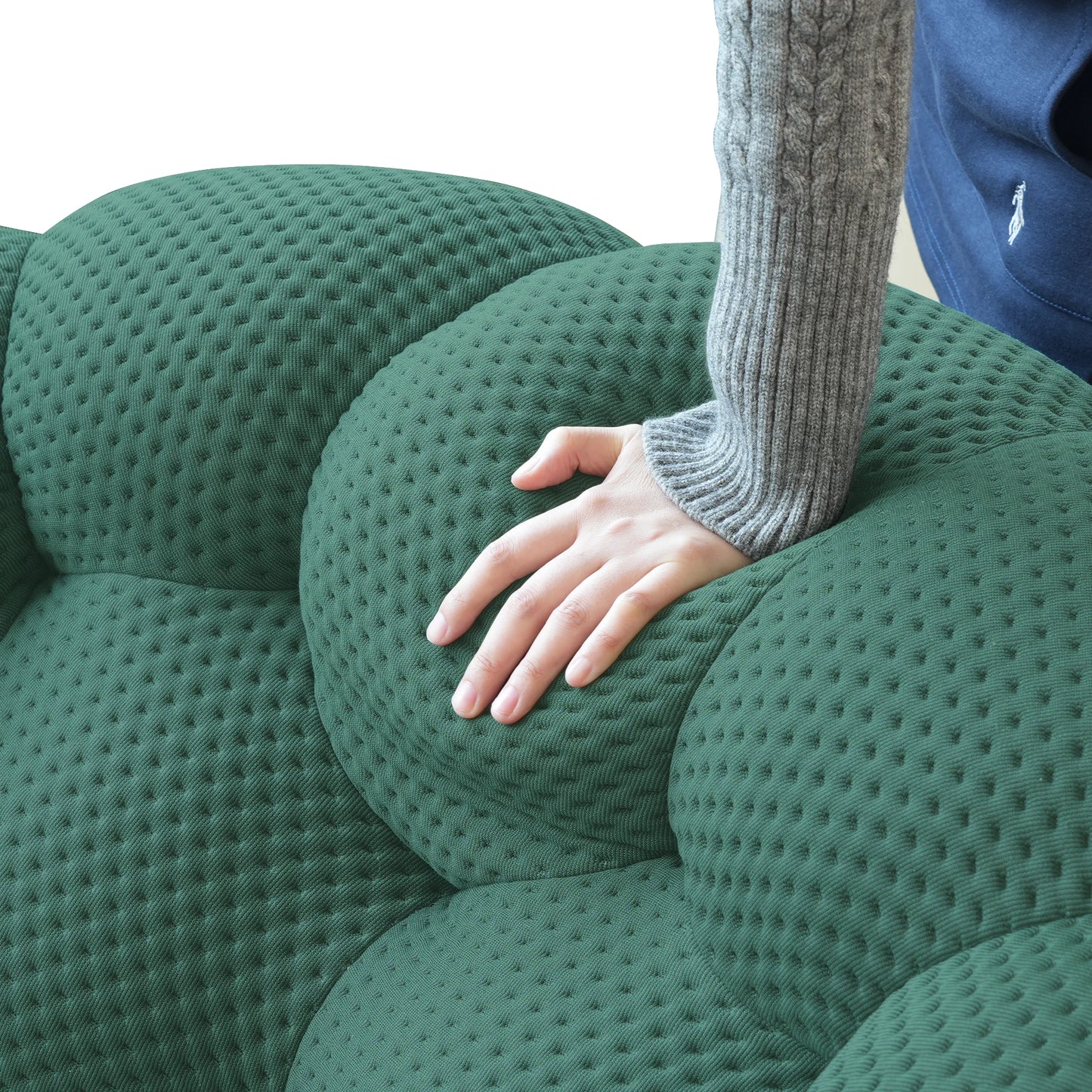 Curved Boneless Loveseat with 3D Knitted Fabric