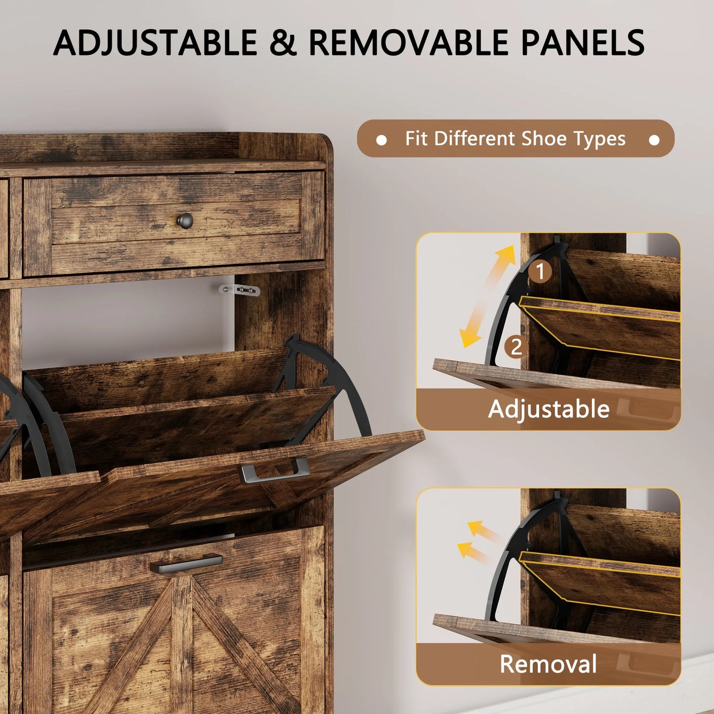 Shoe Cabinet with 3 Flip and 2 Drawers
