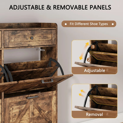 Shoe Cabinet with 3 Flip and 2 Drawers