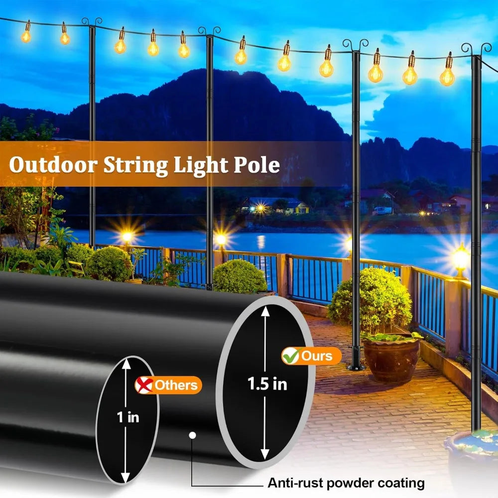 8ft Heavy-Duty metal poles for string lights