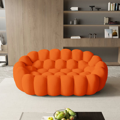 Curved Boneless Loveseat with 3D Knitted Fabric