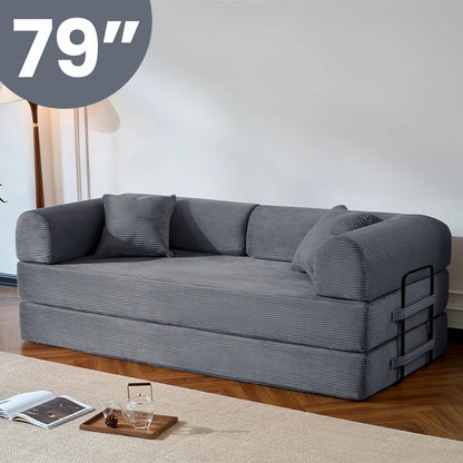 79’’ Folding Convertible Corduroy Sofa Bed