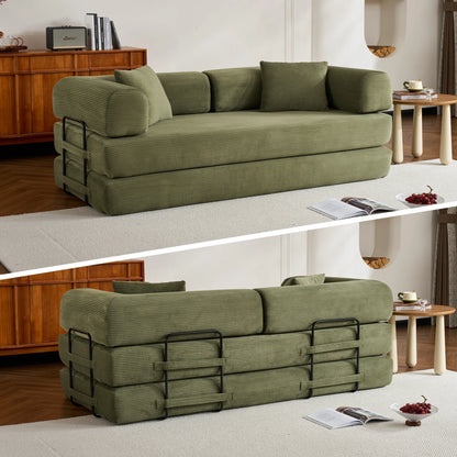 79" Folding Corduroy Futon Sofa Bed
