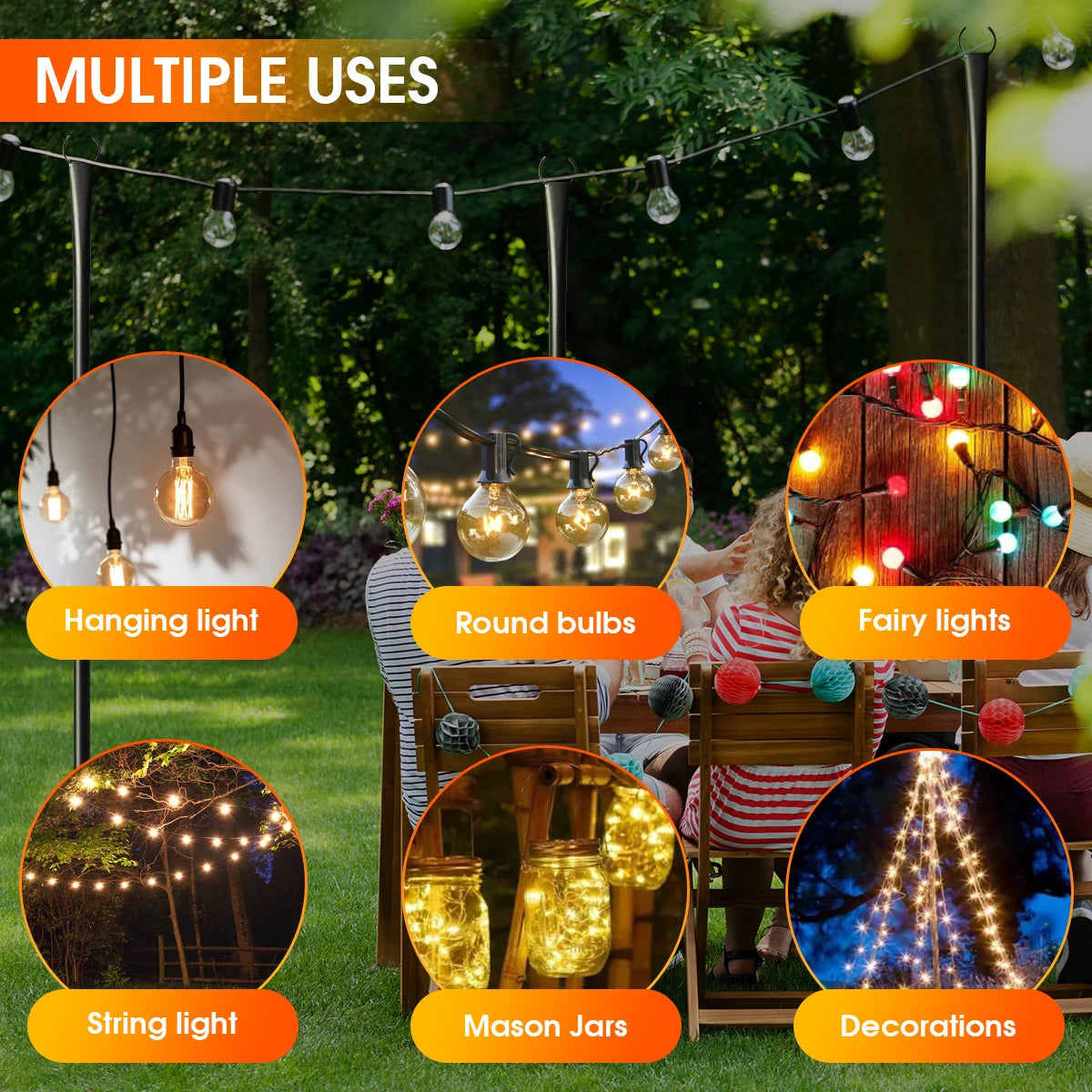 10Ft Adjustable String Light Poles with Fork