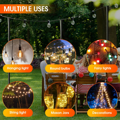 10Ft Adjustable String Light Poles with Fork
