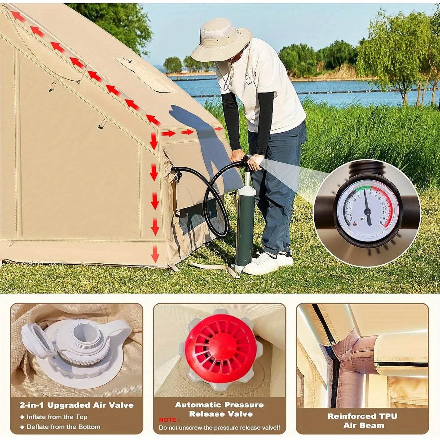 4-6 Person Inflatable Quick Setup Air Tent