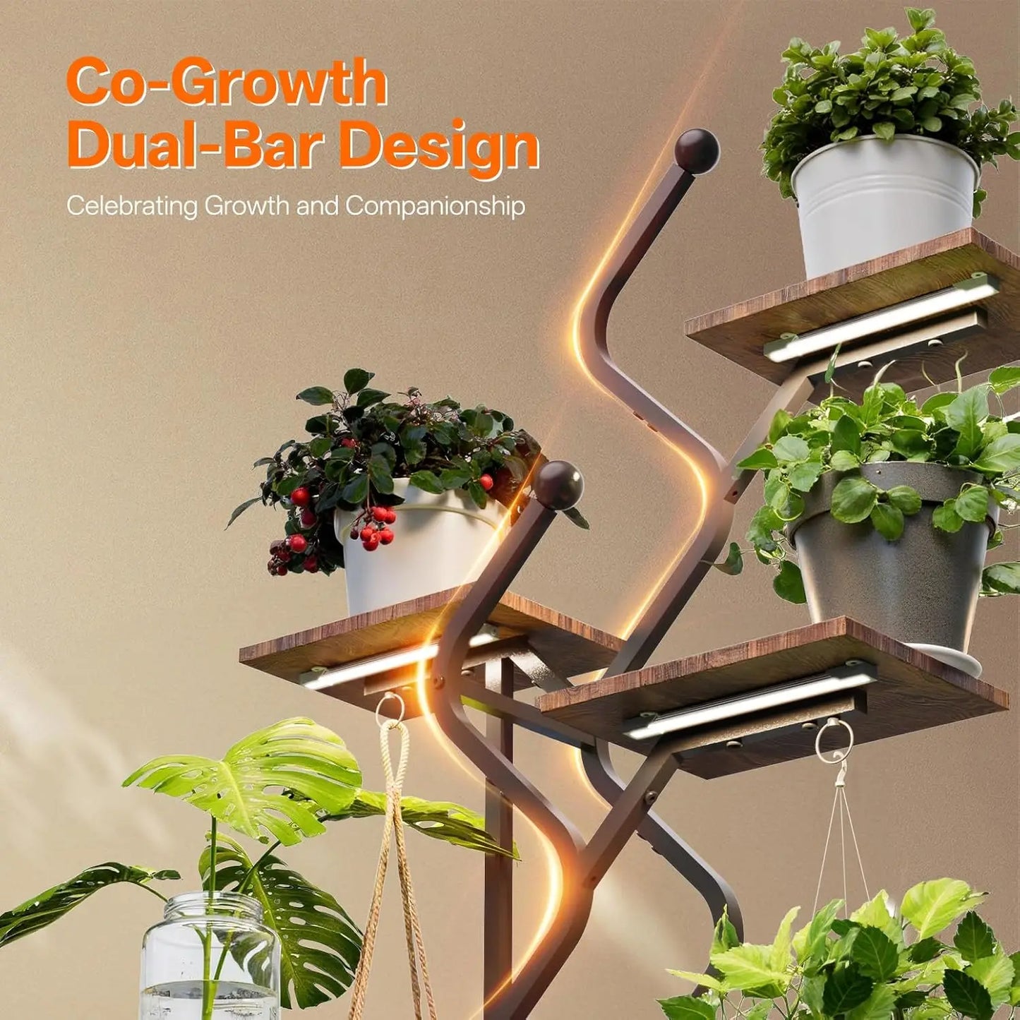 63 Inch 7-Tier Plant Stand with Grow Light