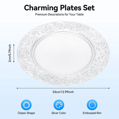 100 Pcs Silver Charger Plates