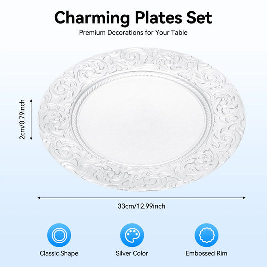 100 Pcs Silver Charger Plates