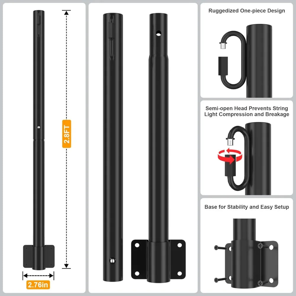 4 pack 2.8 ft string light poles