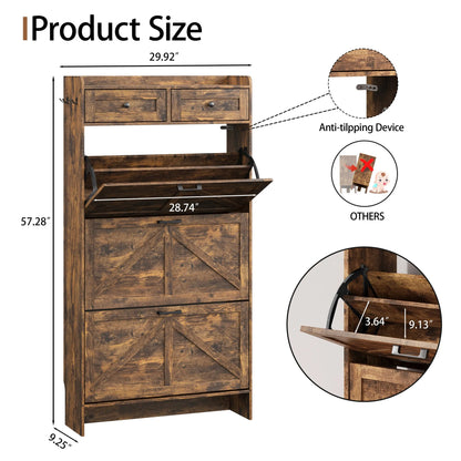 Shoe Cabinet with 3 Flip and 2 Drawers