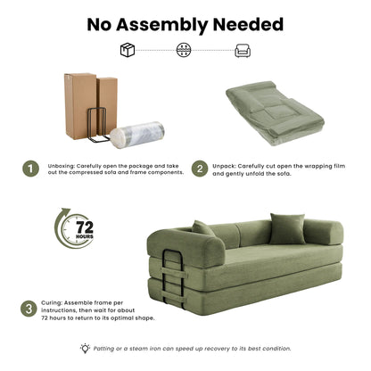 79’’ Folding Convertible Corduroy Sofa Bed