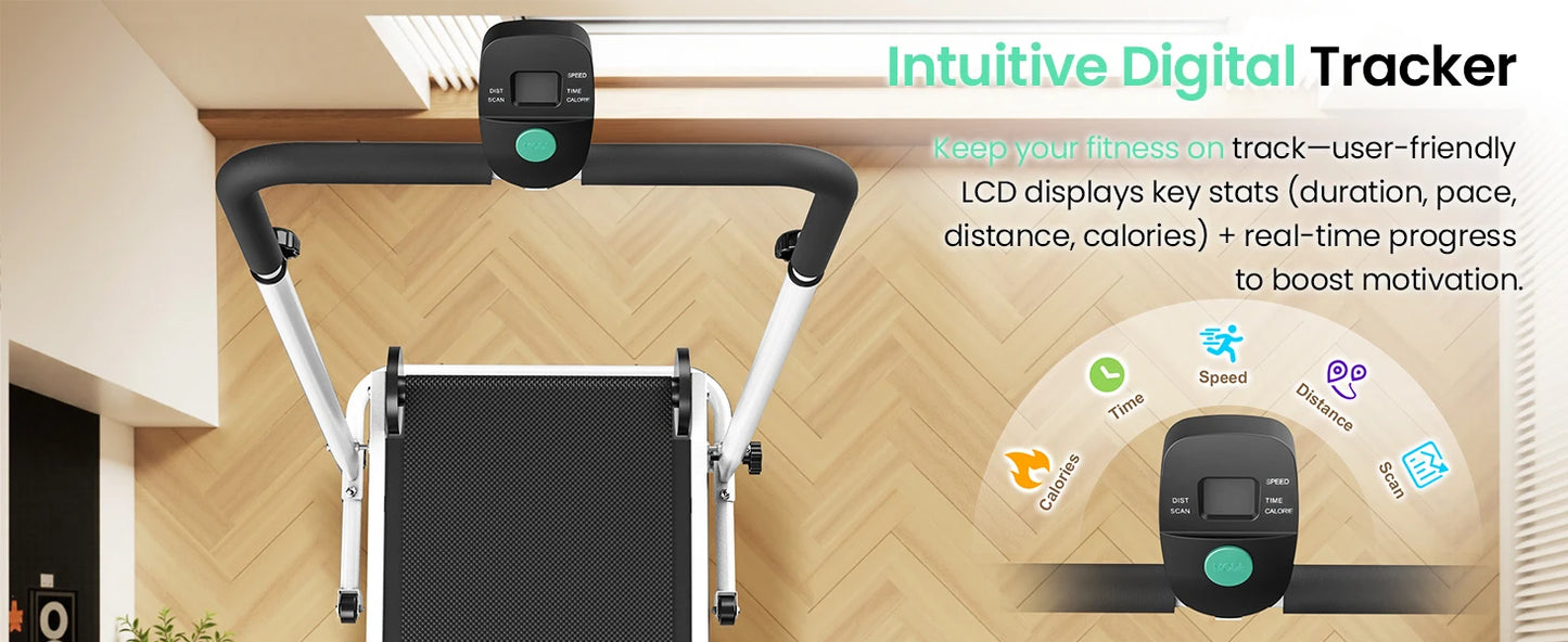 Foldable Compact Non-Electric Treadmill