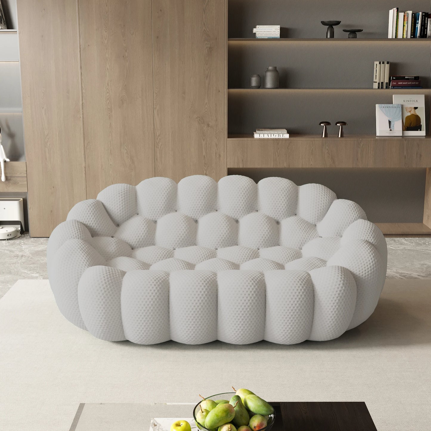 Curved Boneless Loveseat with 3D Knitted Fabric