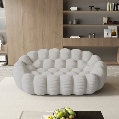 Curved Boneless Loveseat with 3D Knitted Fabric