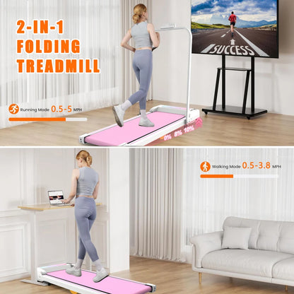 2-in-1 Portable Incline Treadmill with Remote