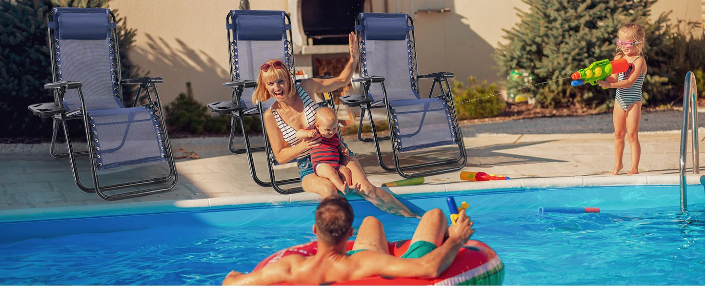 Set of 2 Portable Zero Gravity Recliner Chairs