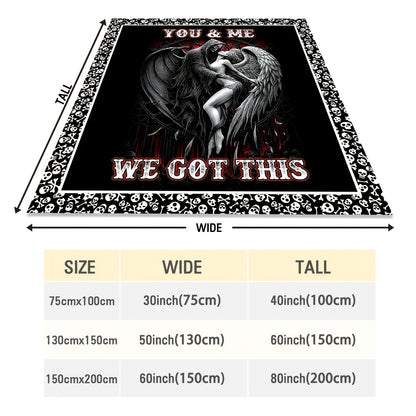 Reversible Skull and Angel Fleece Throw Blanket