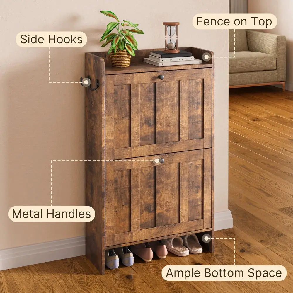 Space-Saving Cabinet With 2 Flip Drawers