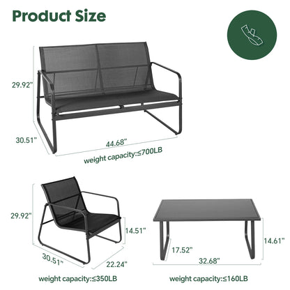 4-Pc Outdoor Patio Furniture Set with Table