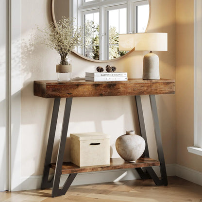 2-Tier Console Table with Metal Frame
