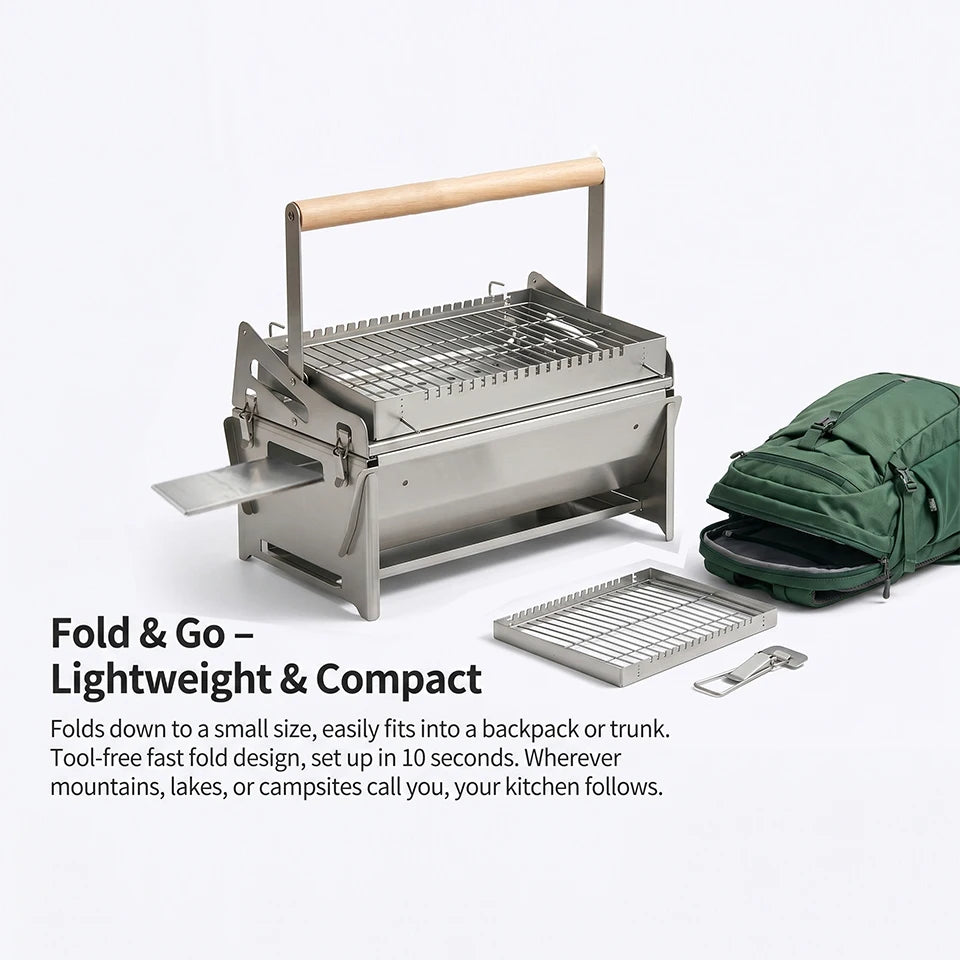 360° Portable Foldable Rotating Charcoal Grill