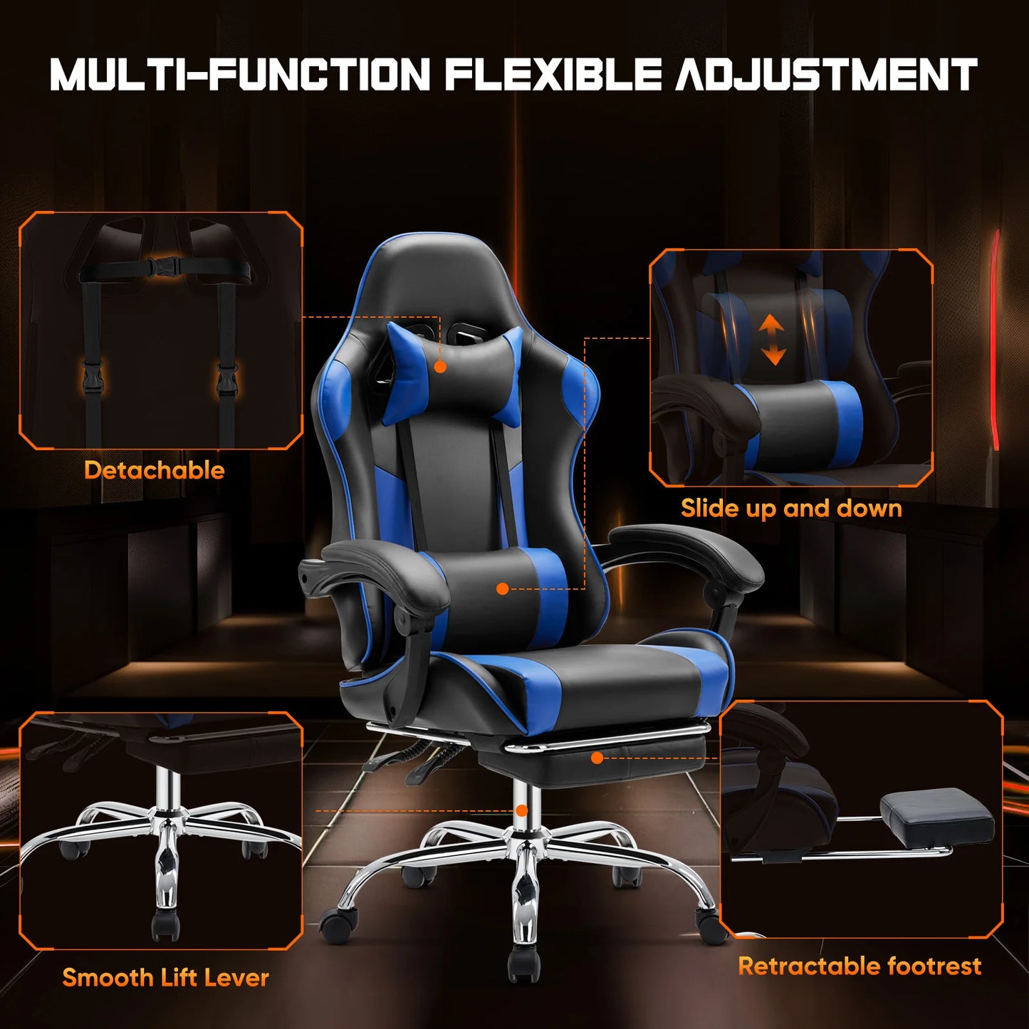 Ergonomic Racing Gaming Chair with Headrest