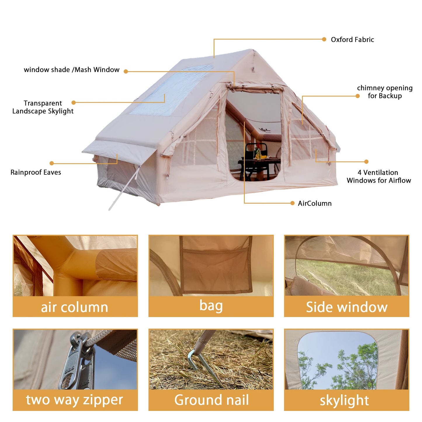 4-6 Person Outdoor Family Luxury Inflatable Tent