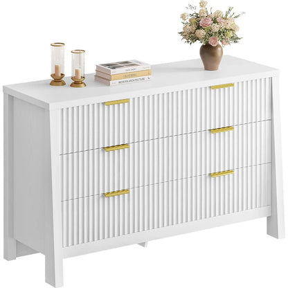 Wide 6 Drawer Fluted Dresser