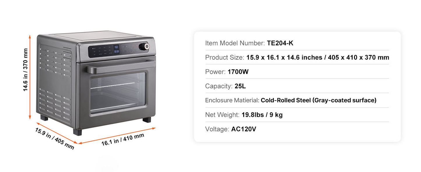 Air Fryer Toaster Oven 25L Convection Oven