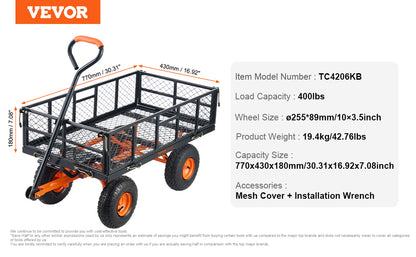 Garden Cart Sturdy Metal Utility Wagon
